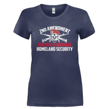 Load image into Gallery viewer, 2nd Amendment - America's Original Homeland Security - T Shirt - 2ND_AMENDMENT_-_AMERICA_S_ORIGINAL_HOMELAND_SECURITY-_Ladies_-_Navy
