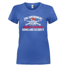 Load image into Gallery viewer, 2nd Amendment - America's Original Homeland Security - T Shirt - 2ND_AMENDMENT_-_AMERICA_S_ORIGINAL_HOMELAND_SECURITY-_Ladies_-_Royal