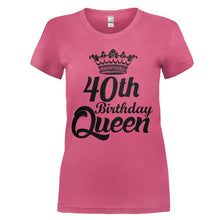 Load image into Gallery viewer, 40th Birthday Queen - Black &amp; White - T Shirt - 40TH_BIRTHDAY_QUEEN_-_BLACK___WHITE_-_ladies_-_pink