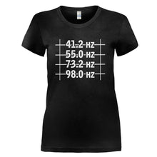 Load image into Gallery viewer, 4 String Bass Frequencies - T Shirt - 4_STRING_BASS_FREQUENCIES_-_Ladies_-_Black