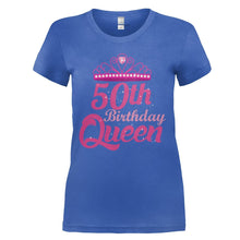 Load image into Gallery viewer, 50th Birthday Queen - Pink - T Shirt - 50TH_BIRTHDAY_QUEEN_-_PINK_-_ladies_-_royalblue