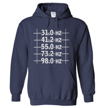 Load image into Gallery viewer, 5 String Bass Frequencies - T Shirt - 5_String_Freq_Hoodie_Navy