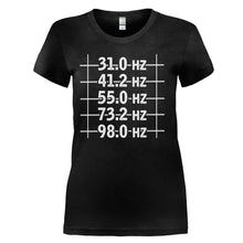Load image into Gallery viewer, 5 String Bass Frequencies - T Shirt - 5_String_Freq_Ladies_Black