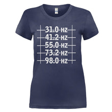 Load image into Gallery viewer, 5 String Bass Frequencies - T Shirt - 5_String_Freq_Ladies_Navy
