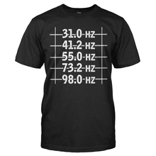 Load image into Gallery viewer, 5 String Bass Frequencies - T Shirt - 5_String_Freq_Tshirt_Black