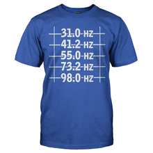 Load image into Gallery viewer, 5 String Bass Frequencies - T Shirt - 5_String_Freq_Tshirt_Royal
