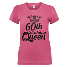 Load image into Gallery viewer, 60th Birthday Queen - Black &amp; White - T Shirt - 60TH_BIRTHDAY_QUEEN_-_BLACK___WHITE_-_ladies_-_pink