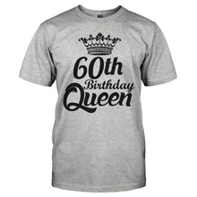Load image into Gallery viewer, 60th Birthday Queen - Black &amp; White - T Shirt - 60TH_BIRTHDAY_QUEEN_-_BLACK___WHITE_-_men_-_heathergrey