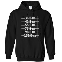Load image into Gallery viewer, 6 String Bass Frequencies - T Shirt - 6_String_Bass_Frequencies_-_hoodie_-_black