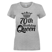 Load image into Gallery viewer, 70th Birthday Queen - Black &amp; White - T Shirt - 70TH_BIRTHDAY_QUEEN_-_BLACK___WHITE_-_ladies_-_heathergrey