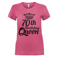 Load image into Gallery viewer, 70th Birthday Queen - Black &amp; White - T Shirt - 70TH_BIRTHDAY_QUEEN_-_BLACK___WHITE_-_ladies_-_pink