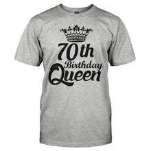Load image into Gallery viewer, 70th Birthday Queen - Black &amp; White - T Shirt - 70TH_BIRTHDAY_QUEEN_-_BLACK___WHITE_-_men_-_haethergrey