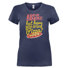 Load image into Gallery viewer, Abs are Great, but Have You Tried Pizza? - T Shirt - ABS_ARE_GREAT_BUT_HAVE_YOU_TRIED_PIZZA-_Ladies_-_Navy
