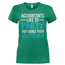 Load image into Gallery viewer, Accountants Like To Dance Their Assets Off - T Shirt - ACCOUNTANTS_LIKE_TO_DANCE_THEIR_ASSETS_OFF-_Ladies_-_Kelly_Green