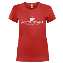 Load image into Gallery viewer, Accountant - Powered By Coffee - T Shirt - ACCOUNTANT_-_POWERED_BY_COFFEE-_Ladies_-_Red