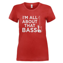 Load image into Gallery viewer, All About That Bass Guitar - T Shirt - ALL_ABOUT_THAT_BASS_GUITAR_-_Ladies_-_Red