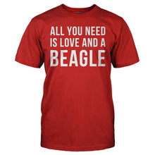 Load image into Gallery viewer, All You Need Is Love And A Beagle - T Shirt - ALL_YOU_NEED_IS_LOVE_AND_A_BEAGLE_-_Men_-_red