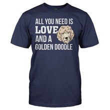 Load image into Gallery viewer, All You Need Is Love and a Golden Doodle - T Shirt - ALL_YOU_NEED_IS_LOVE_AND_A_GOLDEN_DOODLE_-_Men_-_navyblue