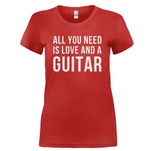 Load image into Gallery viewer, All You Need Is Love And A Guitar - T Shirt - ALL_YOU_NEED_IS_LOVE_AND_A_GUITAR-_Ladies_-_Red