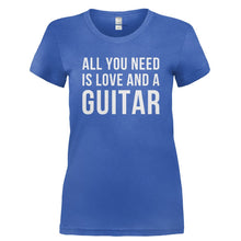 Load image into Gallery viewer, All You Need Is Love And A Guitar - T Shirt - ALL_YOU_NEED_IS_LOVE_AND_A_GUITAR-_Ladies_-_Royal