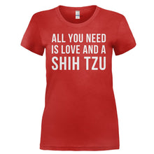 Load image into Gallery viewer, All You Need Is Love And A Shih Tzu - T Shirt - ALL_YOU_NEED_IS_LOVE_AND_A_SHIH_TZU-_Ladies_-_Red