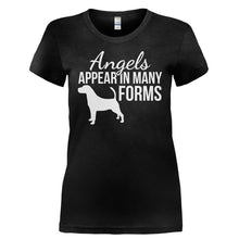 Load image into Gallery viewer, Angels Appear In Many Forms - T Shirt - ANGELS_APPEAR_IN_MANY_FORMS-_Ladies_-_Black