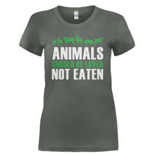 Load image into Gallery viewer, Animals Should Be Loved, Not Eaten - T Shirt - ANIMALS_SHOULD_BE_LOVED_NOT_EATEN-_Ladies_-_Charcoal