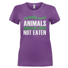 Load image into Gallery viewer, Animals Should Be Loved, Not Eaten - T Shirt - ANIMALS_SHOULD_BE_LOVED_NOT_EATEN-_Ladies_-_Purple