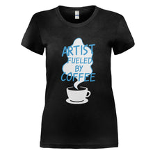 Load image into Gallery viewer, Artist Fueled By Coffee - T Shirt - ARTIST_FUELED_BY_COFFEE_-_Ladies_-_black