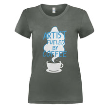 Load image into Gallery viewer, Artist Fueled By Coffee - T Shirt - ARTIST_FUELED_BY_COFFEE_-_Ladies_-_charcoal