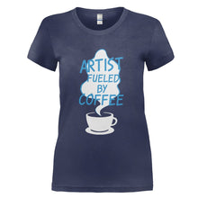 Load image into Gallery viewer, Artist Fueled By Coffee - T Shirt - ARTIST_FUELED_BY_COFFEE_-_Ladies_-_navyblue