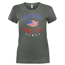 Load image into Gallery viewer, Awesome Since 1776 - T Shirt - AWESOME_SINCE_1776-_Ladies_-_Charcoal