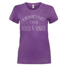 Load image into Gallery viewer, A Woman's Place Is In The House And Senate - T Shirt - A_WOMAN_S_PLACE_IS_IN_THE_HOUSE_AND_SENATE_-_Ladies_-_purple
