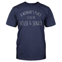 Load image into Gallery viewer, A Woman's Place Is In The House And Senate - T Shirt - A_WOMAN_S_PLACE_IS_IN_THE_HOUSE_AND_SENATE_-_Men_-_navyblue