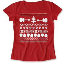 Load image into Gallery viewer, Acoustic Guitar - Ugly Christmas Sweater - T Shirt - Acoustic_Guitar_-_Ugly_Christmas_Sweater_women_red