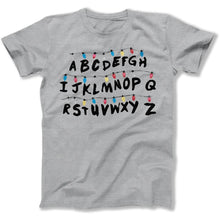 Load image into Gallery viewer, Alphabet Christmas Lights - T Shirt - Alphabet_Christmas_Lights_men_heather
