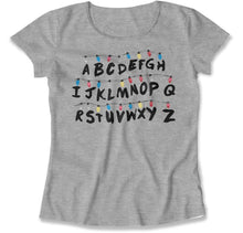 Load image into Gallery viewer, Alphabet Christmas Lights - T Shirt - Alphabet_Christmas_Lights_women_heather