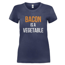Load image into Gallery viewer, Bacon Is A Vegetable - T Shirt - BACON_IS_A_VEGETABLE_-_Ladies_-_navyblue