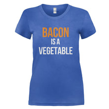 Load image into Gallery viewer, Bacon Is A Vegetable - T Shirt - BACON_IS_A_VEGETABLE_-_Ladies_-_royalblue