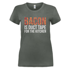 Load image into Gallery viewer, Bacon Is Duct Tape For The Kitchen - T Shirt - BACON_IS_DUCT_TAPE_FOR_THE_KITCHEN_-_Ladies_-_charcoal