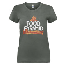 Load image into Gallery viewer, Bacon Is My Food Pyramid - T Shirt - BACON_IS_MY_FOOD_PYRAMID_-_Ladies_-_charcoal