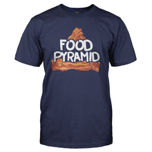 Load image into Gallery viewer, Bacon Is My Food Pyramid - T Shirt - BACON_IS_MY_FOOD_PYRAMID_-_Men_-_navyblue