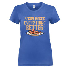 Load image into Gallery viewer, Bacon Makes Everything Better - T Shirt - BACON_MAKES_EVERYTHING_BETTER_-_Ladies_-_royalblue