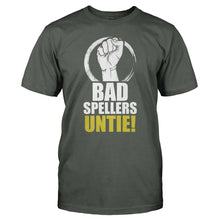 Load image into Gallery viewer, Bad Spellers Untie! - T Shirt - BAD_SPELLERS_UNTIE_-_Men_-_charcoal