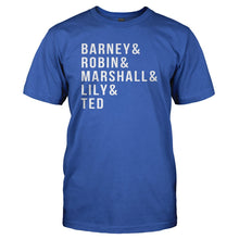 Load image into Gallery viewer, Barney &amp; Robin &amp; Marshall &amp; Lily &amp; Ted - T Shirt - BARNEY_ROBIN_MARSHALL_LILY_TED_-_Men_-_Royalblue