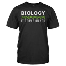 Load image into Gallery viewer, Biology, It Grows On You - T Shirt - BIOLOGY_IT_GROWS_ON_YOU_-_Men_-_black