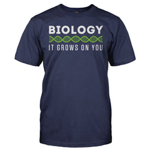 Load image into Gallery viewer, Biology, It Grows On You - T Shirt - BIOLOGY_IT_GROWS_ON_YOU_-_Men_-_navyblue