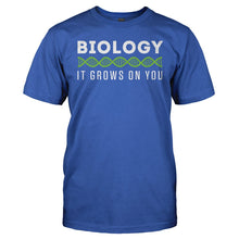 Load image into Gallery viewer, Biology, It Grows On You - T Shirt - BIOLOGY_IT_GROWS_ON_YOU_-_Men_-_royalblue