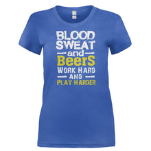 Load image into Gallery viewer, Blood Sweat And Beers - T Shirt - BLOOD_SWEAT_AND_BEERS-_Ladies_-_Royal