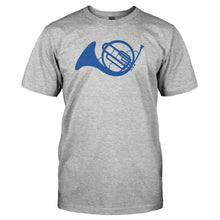 Load image into Gallery viewer, Blue French Horn - T Shirt - BLUE_FRENCH_HORN_-_Men_-_Heathergrey